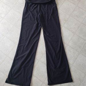 Women's stretch pants wide leg flared black
